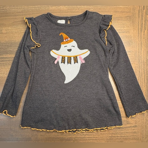 Mud Pie Ghost top with sequins and orange glitter size 4t-5t - Picture 1 of 6